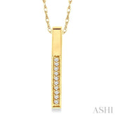 1/10 ctw Round Cut Diamond Stick Pendant in 10K Yellow Gold with Chain
